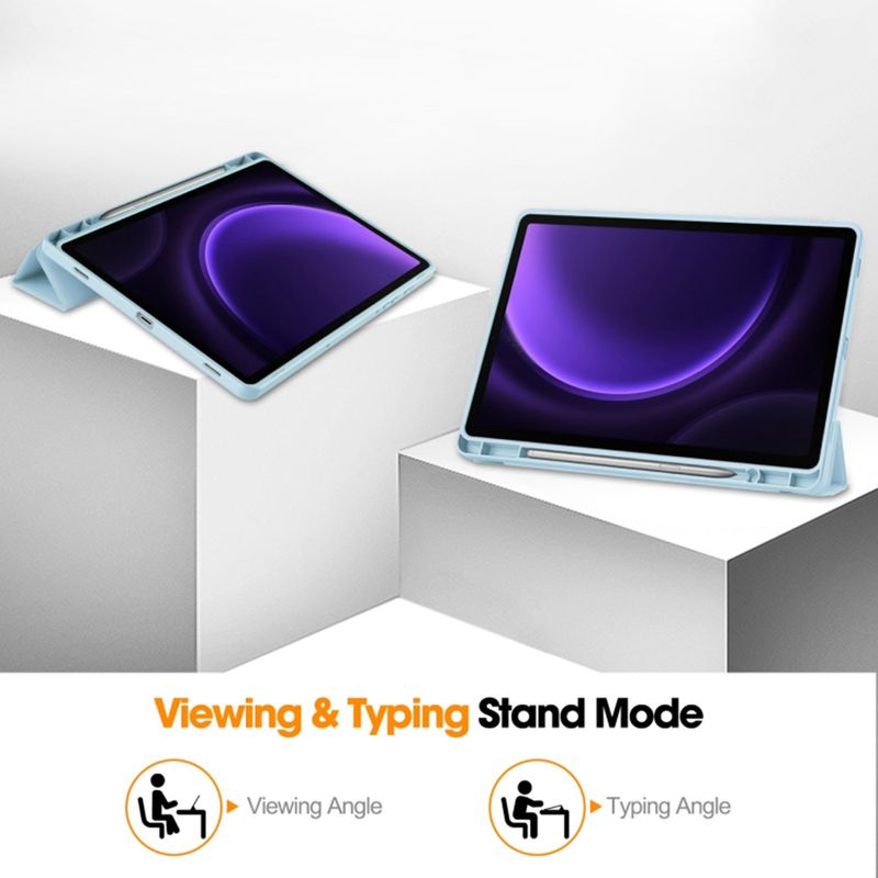Laptop, Telefoane si Tablete - Tablete si accesorii tablete - Accesorii Tablete - Huse tablete - Husa pentru Samsung Galaxy Tab S9 FE - Techsuit Flex Trifold - Sky Albastru - Infinity.ro