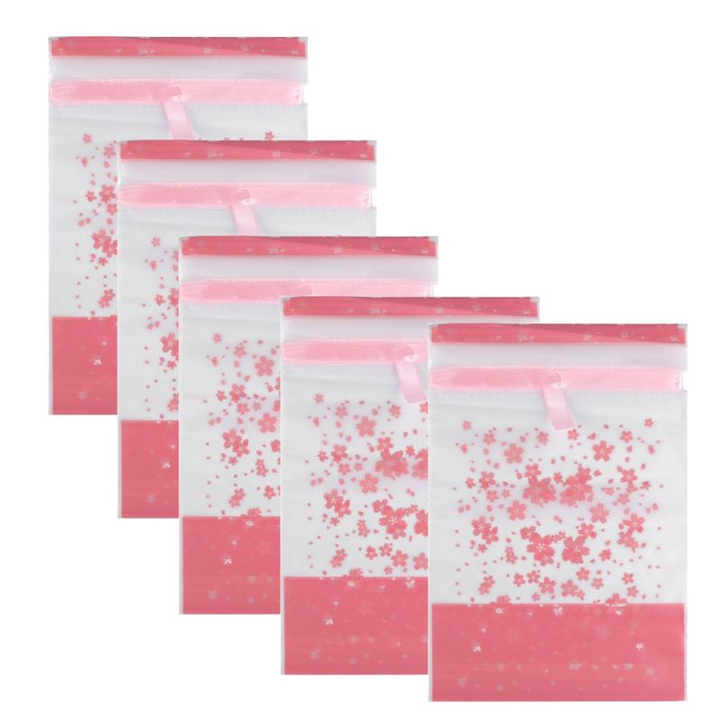 Market - Cadouri - Pungi cadou si accesorii - Set 5 pungi cu panglica pentru cadou Crisalida, 23 x 34 cm, Transparent roz - Infinity.ro