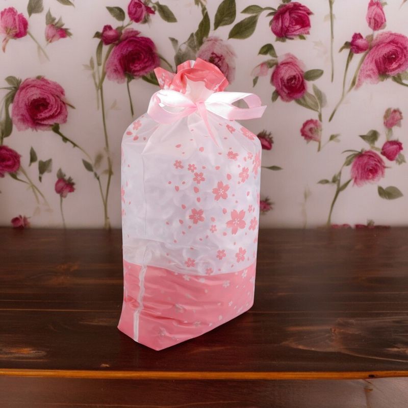 Market - Cadouri - Pungi cadou si accesorii - Set 5 pungi cu panglica pentru cadou Crisalida, 23 x 34 cm, Transparent roz - Infinity.ro