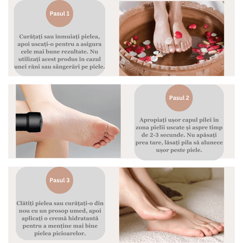Ingrijire personala si Cosmetice - Manichiura si pedichiura - Pile cosmetice - Pila electrica pentru talpi si calcaie cu set de accesorii ESPRODYS, Incarcare USB, Indepartare piele moarta, negru - Infinity.ro
