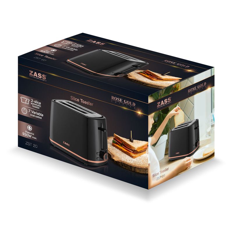 Electronice si Electrocasnice/Electrocasnice bucatarie/Preparare paine/Prajitoare de paine - Prajitor de paine ZASS Rose Gold ZST 20 - Infinity.ro