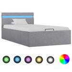 Casa si Gradina - Mobilier - Paturi si accesorii - Paturi - Cadru pat hidraulic lada&LED gri deschis 100x200 cm textil - Infinity.ro