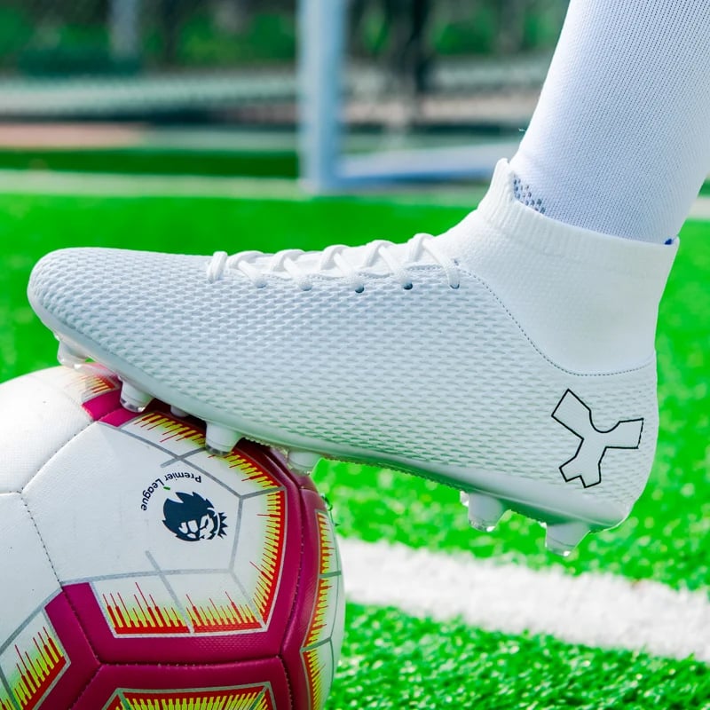 Sport si Outdoor - Echipament Sportiv - Incaltaminte sport - Pantofi sport - Ghete de fotbal FG MBrands cu glezniera 6.9 pentru teren iarba/sintetic crampoane , alb 41 - Infinity.ro