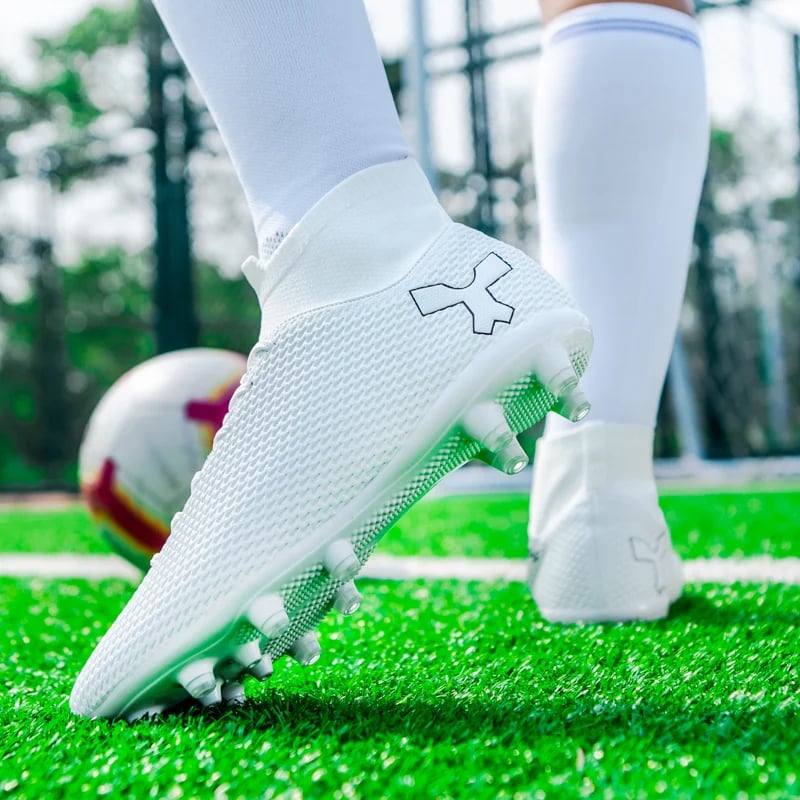 Sport si Outdoor - Echipament Sportiv - Incaltaminte sport - Pantofi sport - Ghete de fotbal FG MBrands cu glezniera 6.9 pentru teren iarba/sintetic crampoane , alb 41 - Infinity.ro