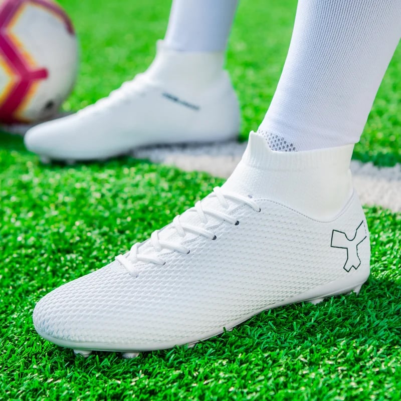 Sport si Outdoor - Echipament Sportiv - Incaltaminte sport - Pantofi sport - Ghete de fotbal FG MBrands cu glezniera 6.9 pentru teren iarba/sintetic crampoane , alb 41 - Infinity.ro