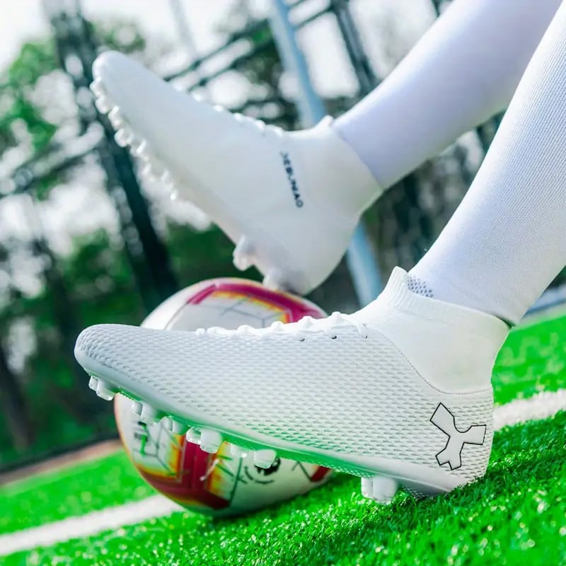 Sport si Outdoor - Echipament Sportiv - Incaltaminte sport - Pantofi sport - Ghete de fotbal FG MBrands cu glezniera 6.9 pentru teren iarba/sintetic crampoane , alb 41 - Infinity.ro