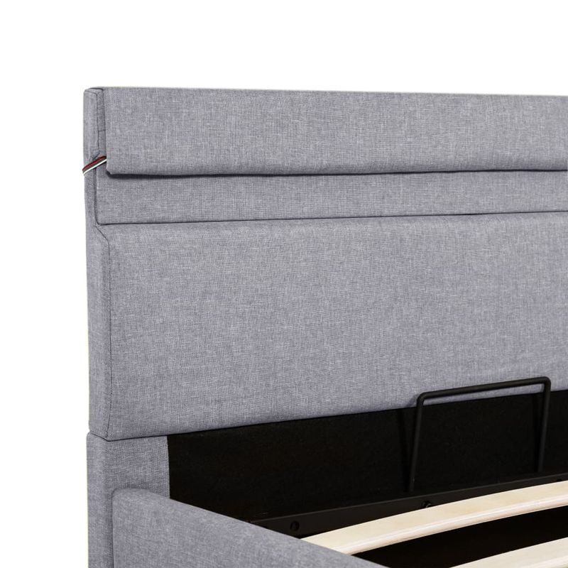 Casa si Gradina - Mobilier - Paturi si accesorii - Paturi - Cadru pat hidraulic lada&LED gri deschis 100x200 cm textil - Infinity.ro