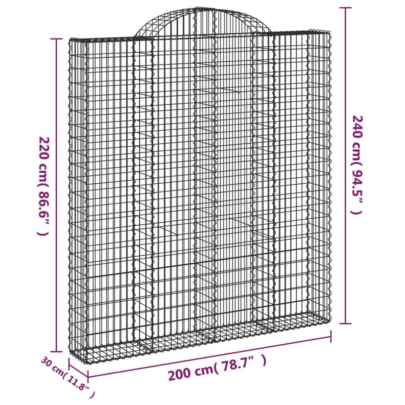 Casa si Gradina - Gradina si terasa - Garduri, panouri si accesorii - Cosuri gabion arcuite,8 buc., 200x30x220/240cm, fier galvanizat - Infinity.ro