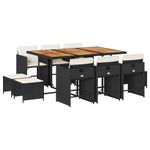 Casa si Gradina - Gradina si terasa - Mobilier exterior - Seturi mobila gradina - Set mobilier de exterior cu perne, 11 piese, negru, poliratan - Infinity.ro