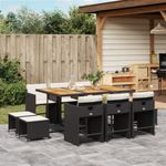 Casa si Gradina - Gradina si terasa - Mobilier exterior - Seturi mobila gradina - Set mobilier de exterior cu perne, 11 piese, negru, poliratan - Infinity.ro