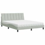 Casa si Gradina - Mobilier - Paturi si accesorii - Paturi - Pat cu saltea, gri deschis, 160x200 cm, catifea - Infinity.ro