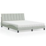 Casa si Gradina - Mobilier - Paturi si accesorii - Paturi - Pat cu saltea, gri deschis, 160x200 cm, catifea - Infinity.ro