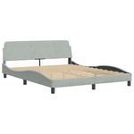 Casa si Gradina - Mobilier - Paturi si accesorii - Paturi - Pat cu saltea, gri deschis, 160x200 cm, catifea - Infinity.ro