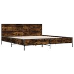 Casa si Gradina - Mobilier - Paturi si accesorii - Paturi - Cadru de pat, stejar fumuriu 200x200 cm lemn prelucrat si metal - Infinity.ro
