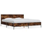 Casa si Gradina - Mobilier - Paturi si accesorii - Paturi - Cadru de pat, stejar fumuriu 200x200 cm lemn prelucrat si metal - Infinity.ro