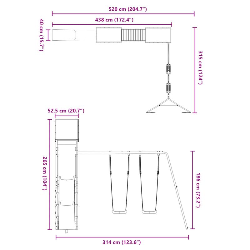 Jucarii, Copii si Bebe - Jucarii si jocuri - Jucarii de exterior - Spatii de joaca si accesorii - Set de joaca pentru exterior, lemn masiv de douglas - Infinity.ro