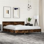 Casa si Gradina - Mobilier - Paturi si accesorii - Paturi - Cadru de pat, stejar fumuriu 200x200 cm lemn prelucrat si metal - Infinity.ro