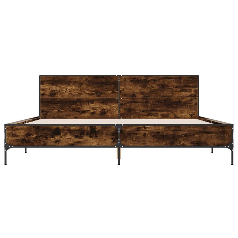 Casa si Gradina - Mobilier - Paturi si accesorii - Paturi - Cadru de pat, stejar fumuriu 200x200 cm lemn prelucrat si metal - Infinity.ro