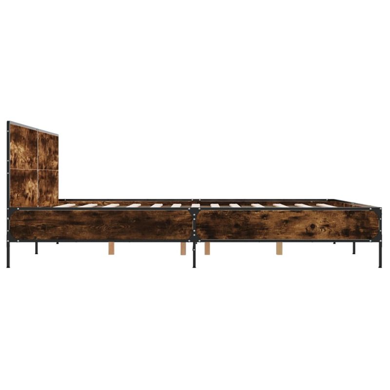 Casa si Gradina - Mobilier - Paturi si accesorii - Paturi - Cadru de pat, stejar fumuriu 200x200 cm lemn prelucrat si metal - Infinity.ro