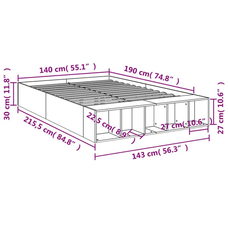 Casa si Gradina - Mobilier - Paturi si accesorii - Paturi - Cadru de pat, negru, 140x190 cm, lemn prelucrat - Infinity.ro