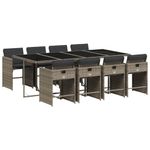 Casa si Gradina - Gradina si terasa - Mobilier exterior - Seturi mobila gradina - Set mobilier gradina cu perne, 9 piese, gri, poliratan - Infinity.ro