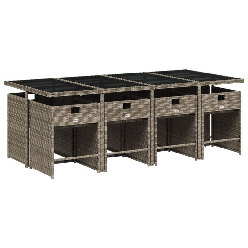 Casa si Gradina - Gradina si terasa - Mobilier exterior - Seturi mobila gradina - Set mobilier gradina cu perne, 9 piese, gri, poliratan - Infinity.ro