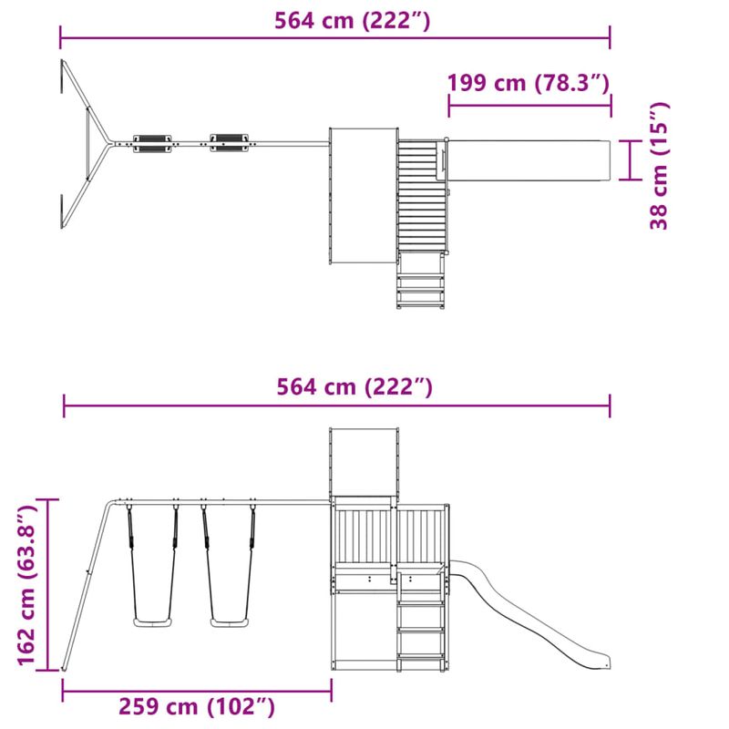 Jucarii, Copii si Bebe - Jucarii si jocuri - Jucarii de exterior - Spatii de joaca si accesorii - Set de joaca pentru exterior, lemn masiv de douglas - Infinity.ro