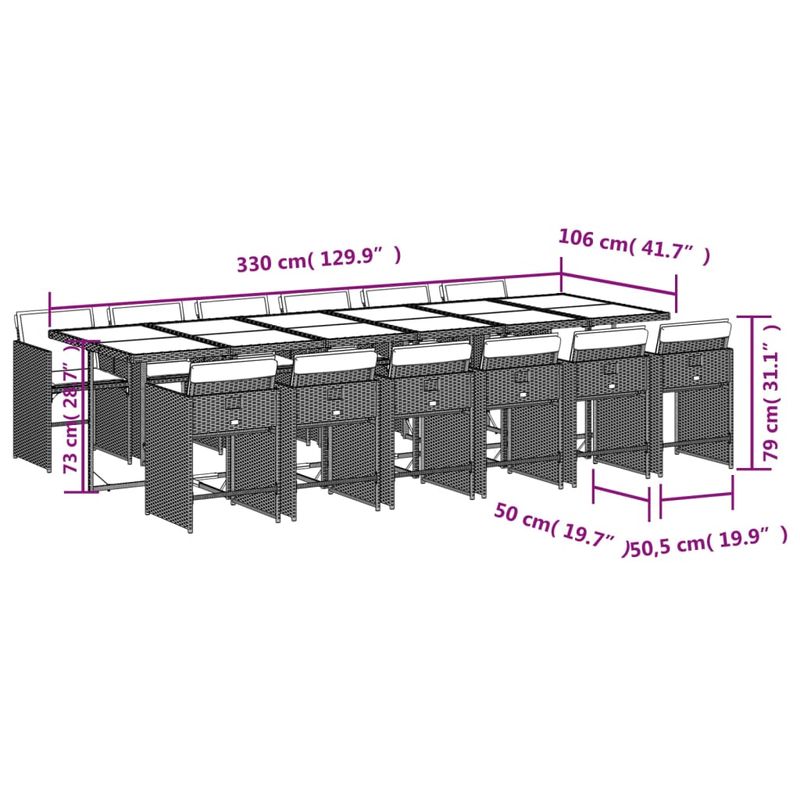 Casa si Gradina - Gradina si terasa - Mobilier exterior - Seturi mobila gradina - Set mobilier de gradina cu perne, 13 piese, negru, poliratan - Infinity.ro