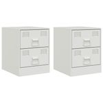 Casa si Gradina - Mobilier - Comode si corpuri - Noptiere - Noptiere, 2 buc., alb, 34,5x39x44 cm, otel - Infinity.ro