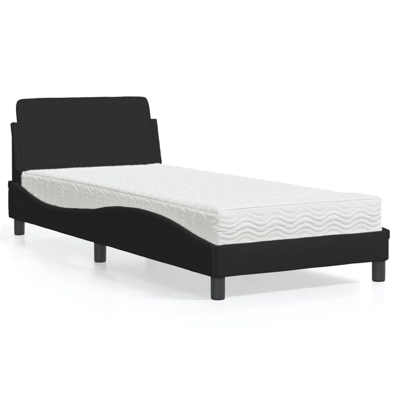 Casa si Gradina - Mobilier - Paturi si accesorii - Paturi - Pat cu saltea, negru, 80x200 cm, textil - Infinity.ro