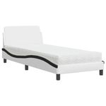 Casa si Gradina - Mobilier - Paturi si accesorii - Paturi - Pat cu saltea, alb si negru, 90x200 cm, piele ecologica - Infinity.ro
