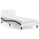 Casa si Gradina - Mobilier - Paturi si accesorii - Paturi - Pat cu saltea, alb si negru, 90x200 cm, piele ecologica - Infinity.ro