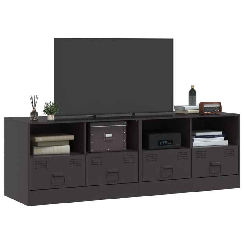 Casa si Gradina - Mobilier - Comode si corpuri - Comode - Dulapuri TV, 2 buc., negru, 67x39x44 cm, otel - Infinity.ro