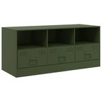 Casa si Gradina - Mobilier - Comode si corpuri - Comode - Comoda TV, verde masliniu, 99x39x44 cm, otel - Infinity.ro