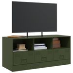 Casa si Gradina - Mobilier - Comode si corpuri - Comode - Comoda TV, verde masliniu, 99x39x44 cm, otel - Infinity.ro