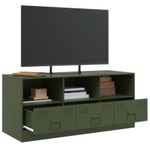 Casa si Gradina - Mobilier - Comode si corpuri - Comode - Comoda TV, verde masliniu, 99x39x44 cm, otel - Infinity.ro