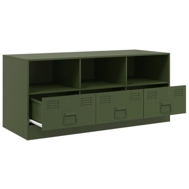 Casa si Gradina - Mobilier - Comode si corpuri - Comode - Comoda TV, verde masliniu, 99x39x44 cm, otel - Infinity.ro