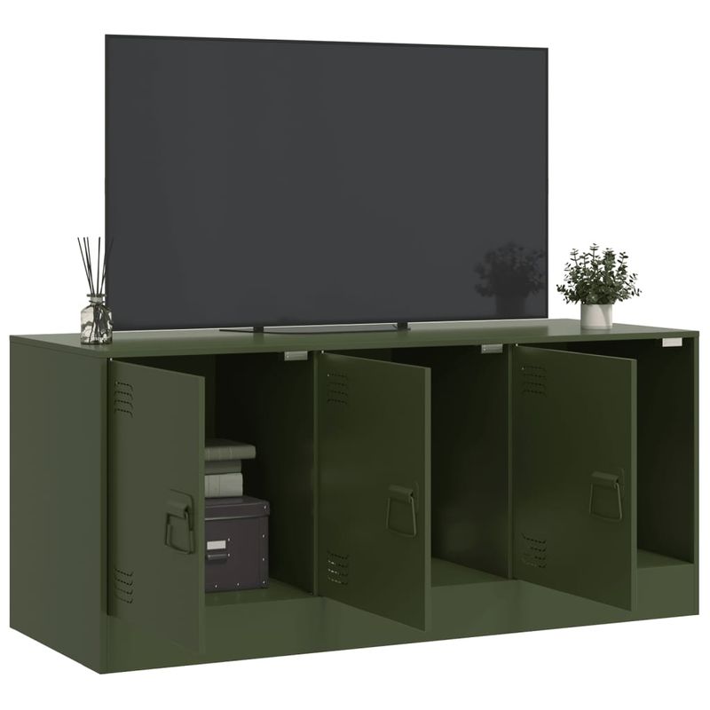 Casa si Gradina - Mobilier - Comode si corpuri - Comode - Comoda TV, verde masliniu, 99x39x44 cm, otel - Infinity.ro