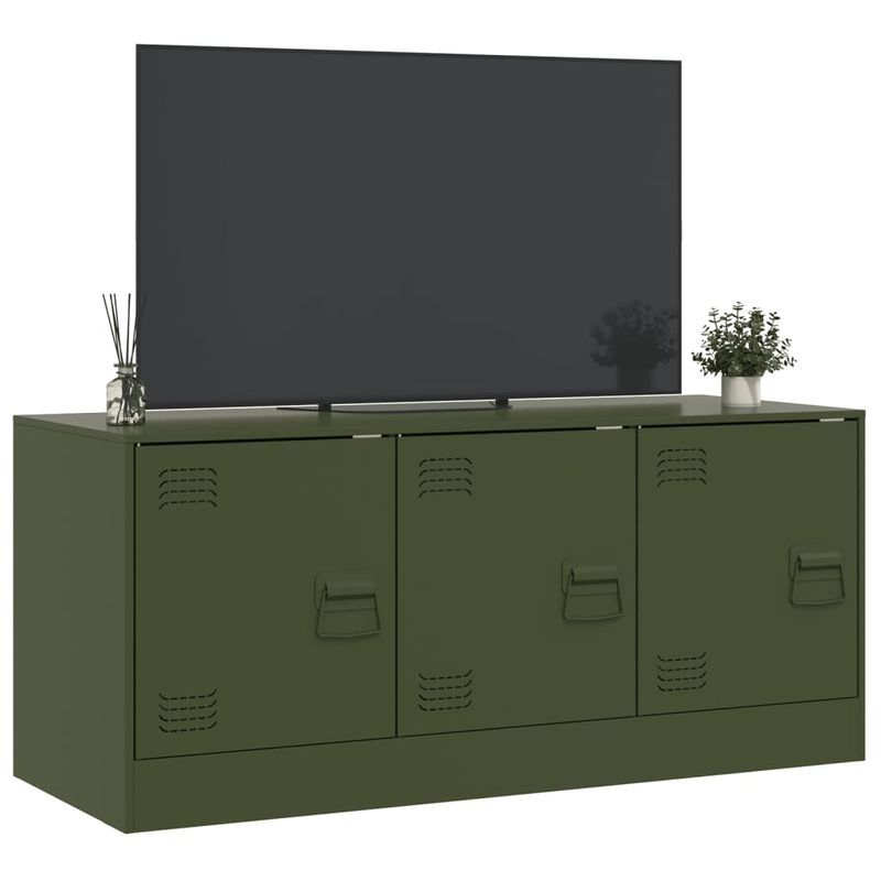 Casa si Gradina - Mobilier - Comode si corpuri - Comode - Comoda TV, verde masliniu, 99x39x44 cm, otel - Infinity.ro