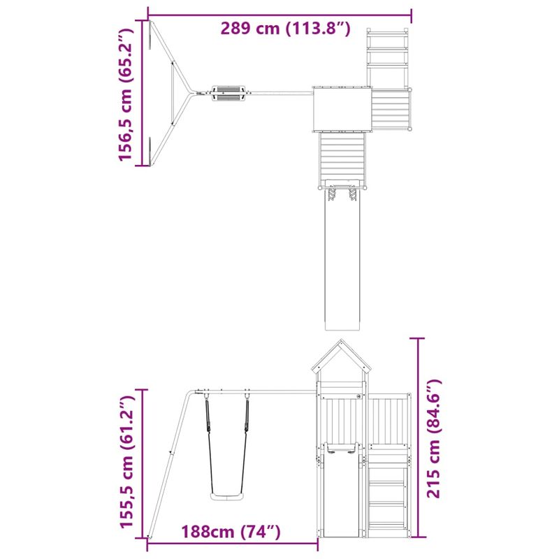 Jucarii, Copii si Bebe - Jucarii si jocuri - Jucarii de exterior - Spatii de joaca si accesorii - Set de joaca pentru exterior, lemn masiv de douglas - Infinity.ro