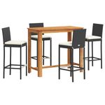 Casa si Gradina - Gradina si terasa - Mobilier exterior - Seturi mobila gradina - Set bar de gradina 5 piese negru lemn masiv acacia si poliratan - Infinity.ro