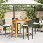 Casa si Gradina - Gradina si terasa - Mobilier exterior - Seturi mobila gradina - Set bar de gradina 5 piese negru lemn masiv acacia si poliratan - Infinity.ro