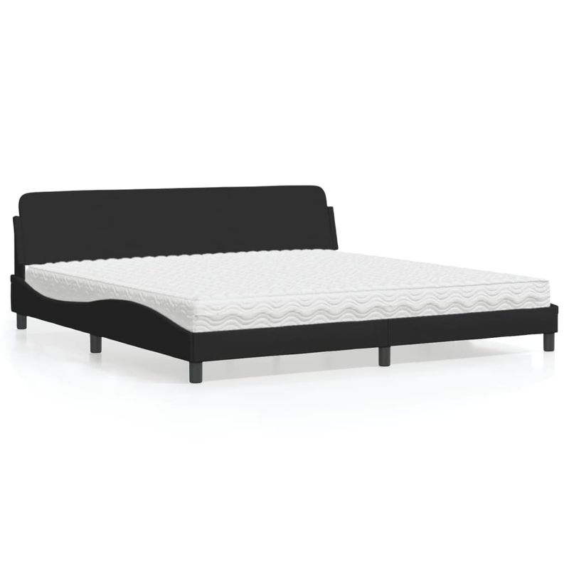 Casa si Gradina - Mobilier - Paturi si accesorii - Paturi - Pat cu saltea, negru, 200x200 cm, textil - Infinity.ro