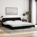 Casa si Gradina - Mobilier - Paturi si accesorii - Paturi - Pat cu saltea, negru, 200x200 cm, textil - Infinity.ro