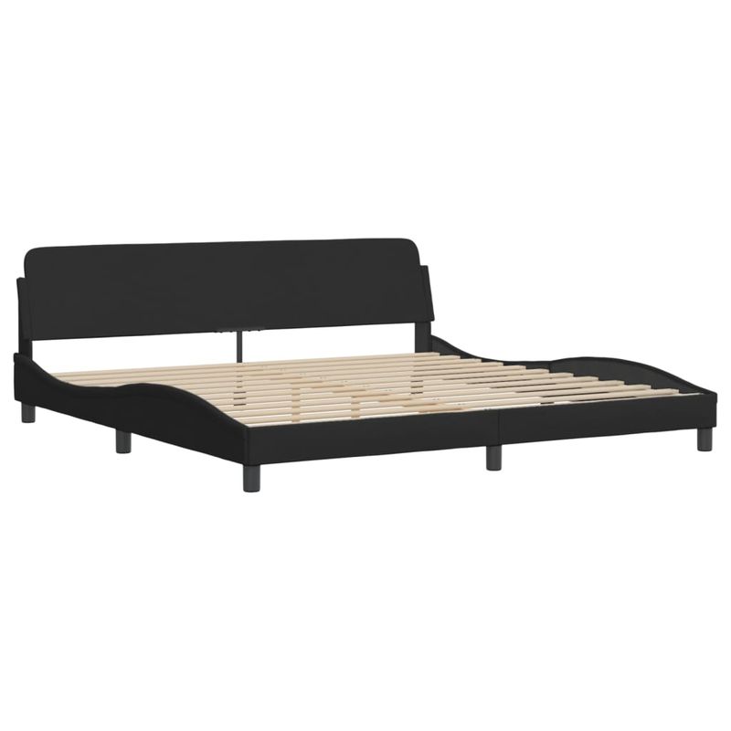Casa si Gradina - Mobilier - Paturi si accesorii - Paturi - Pat cu saltea, negru, 200x200 cm, textil - Infinity.ro