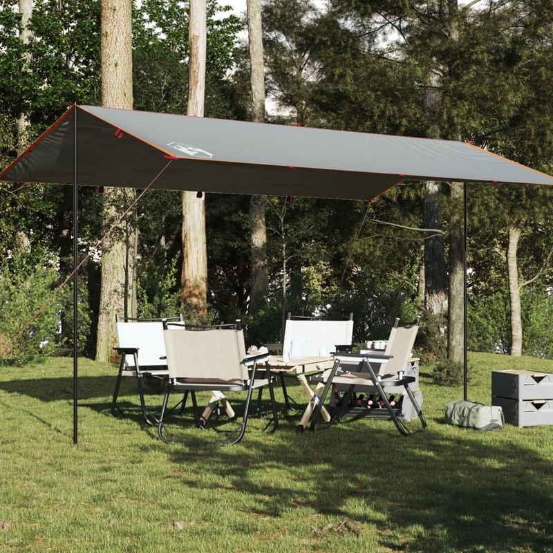 Sport si Outdoor - Camping - Copertine si adaposturi - Prelata de camping, gri și portocaliu, 500x294 cm, impermeabila, material tafta - Infinity.ro