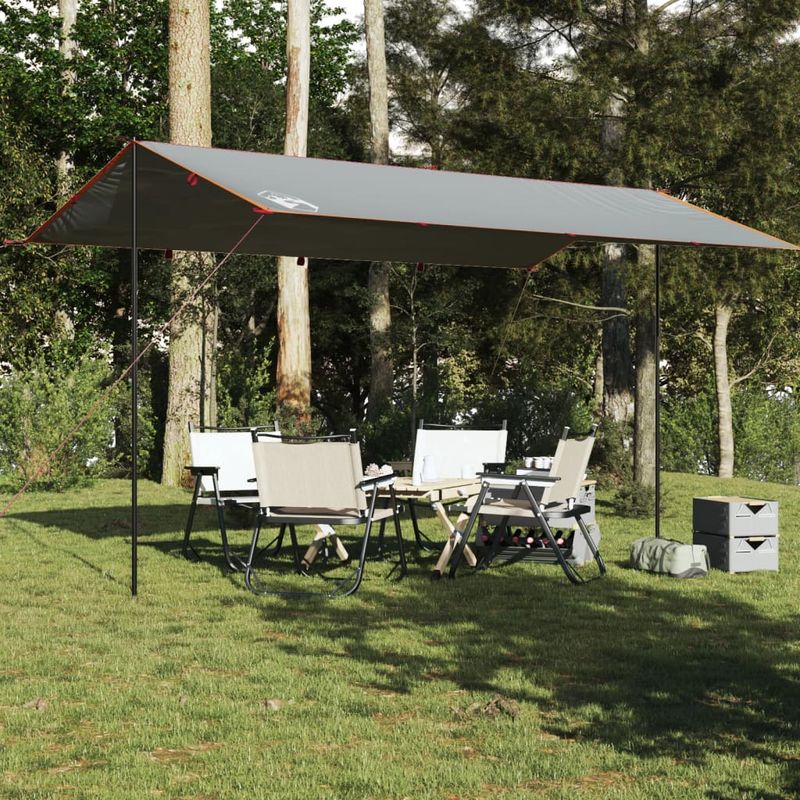 Sport si Outdoor - Camping - Copertine si adaposturi - Prelata de camping, gri și portocaliu, 500x294 cm, impermeabila, material tafta - Infinity.ro