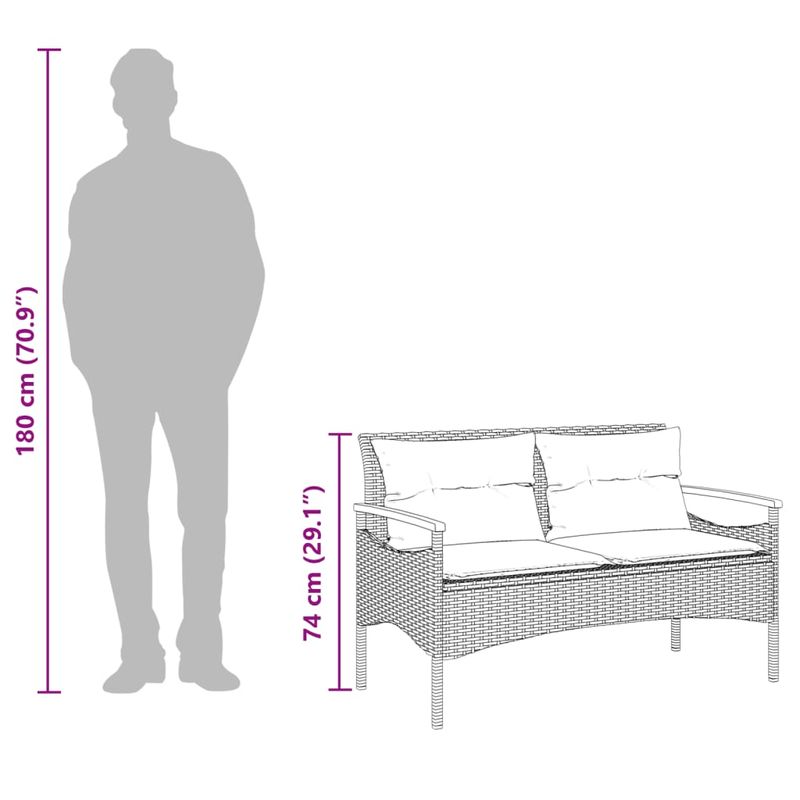 Casa si Gradina - Gradina si terasa - Mobilier exterior - Bancute de gradina - Banca de gradina cu perne, 116x62,5x74, gri, poliratan - Infinity.ro