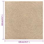 Casa si Gradina - Textile si covoare - Covoare - Covoare casa - Covor ZIZUR aspect iută, 120x120cm, pentru interior și exterior, maro, model rotund - Infinity.ro