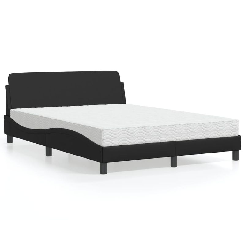 Casa si Gradina - Mobilier - Paturi si accesorii - Paturi - Pat cu saltea, negru, 140x190 cm, piele ecologica - Infinity.ro